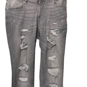 Men's H&M Skinny Light Blue Denim Jeans-34x32-Straight Leg-5 Pocket-Distressed